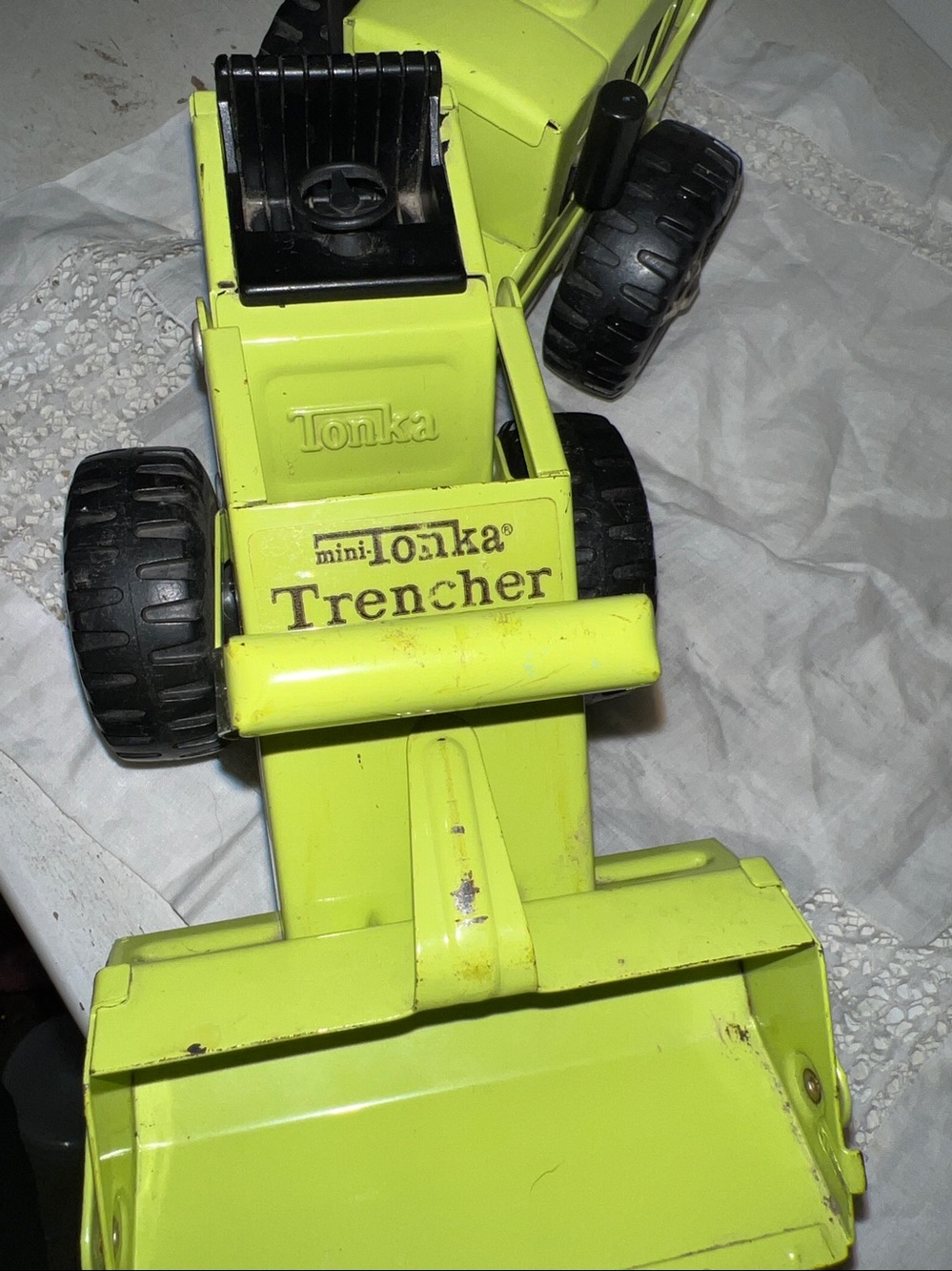 Vintage 60s 70s Tonka mini lime green trencher metal 1089 - Picture 3 of 7